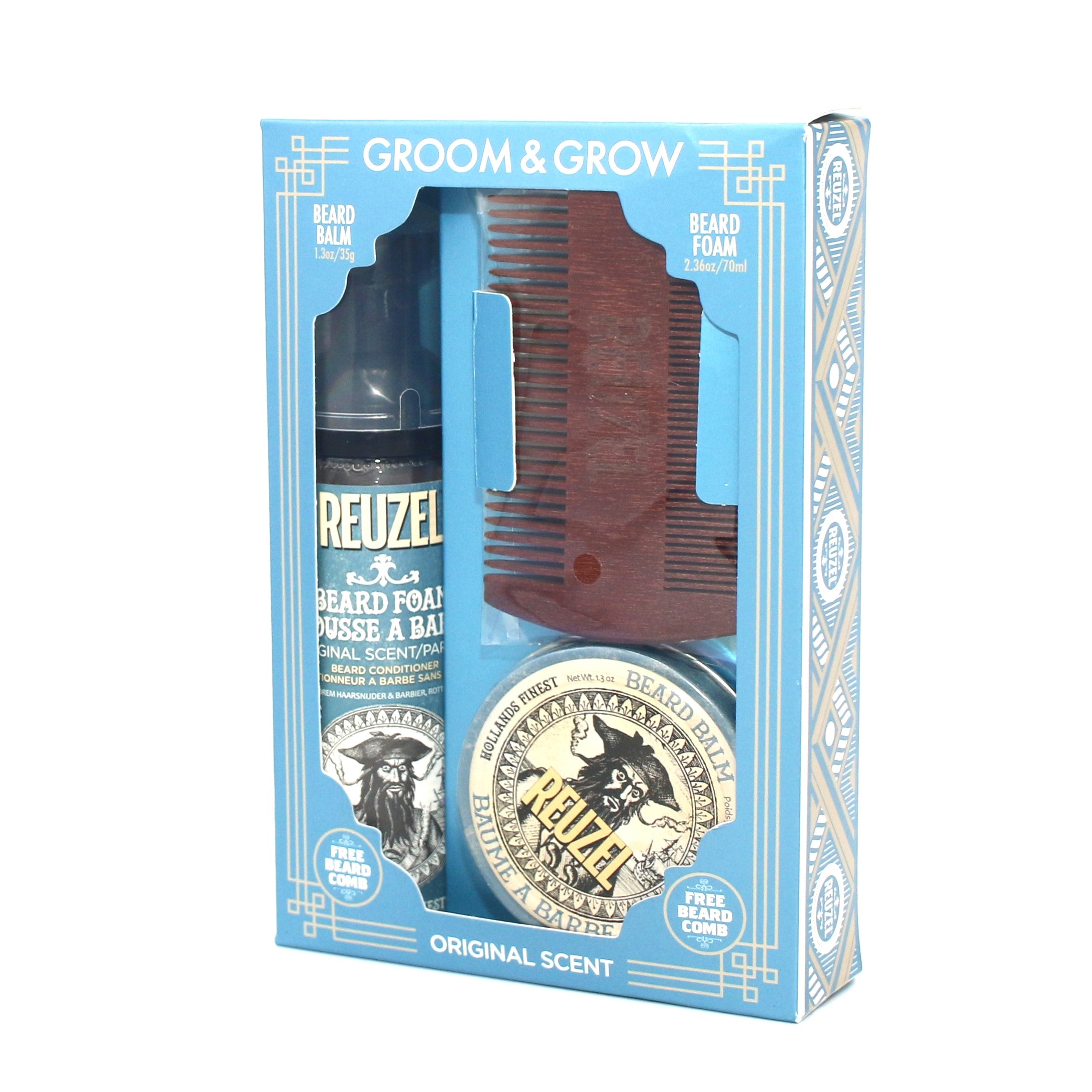 Reuzel Groom & Grow Original Scent Beard Foam Beard Balm with Beard Comb - Overstock Beauty Supply
