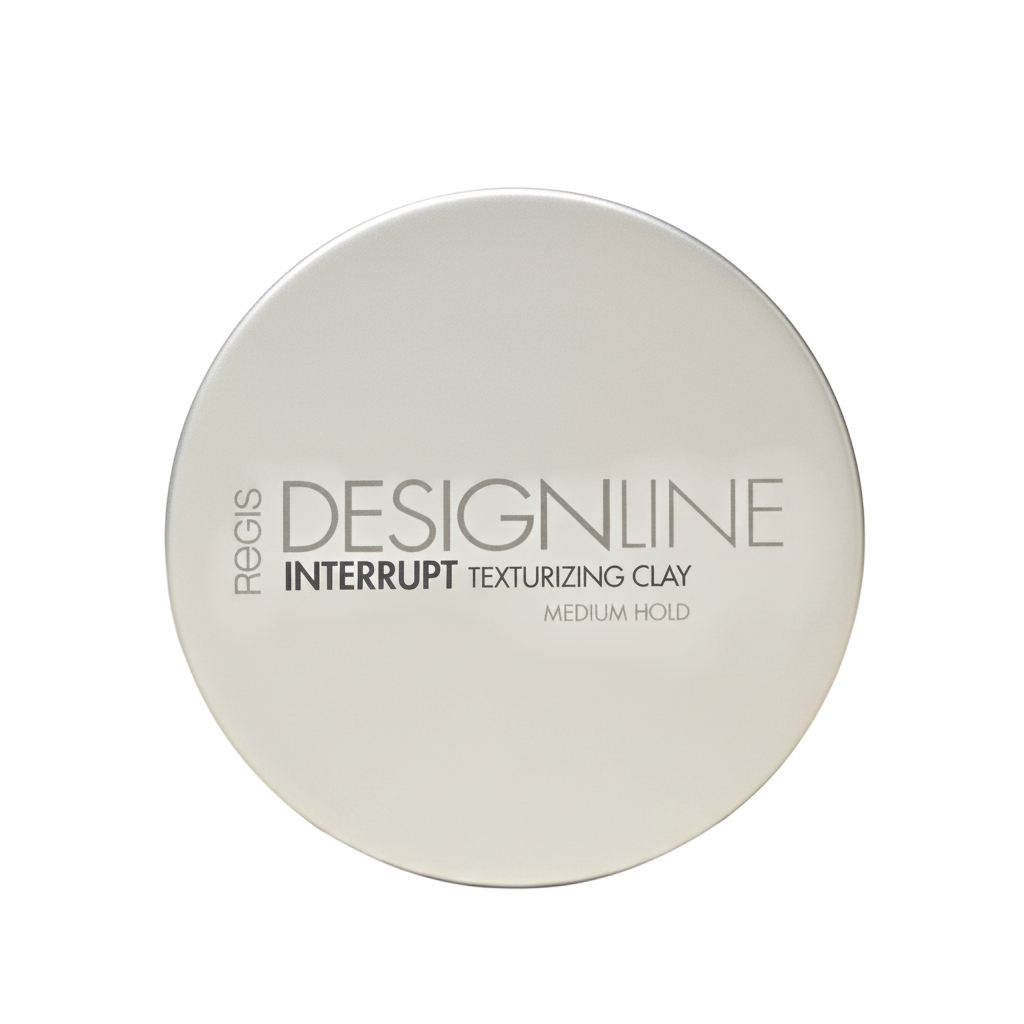 Round container of Regis Designline Interrupt Texturizing Clay on a white background