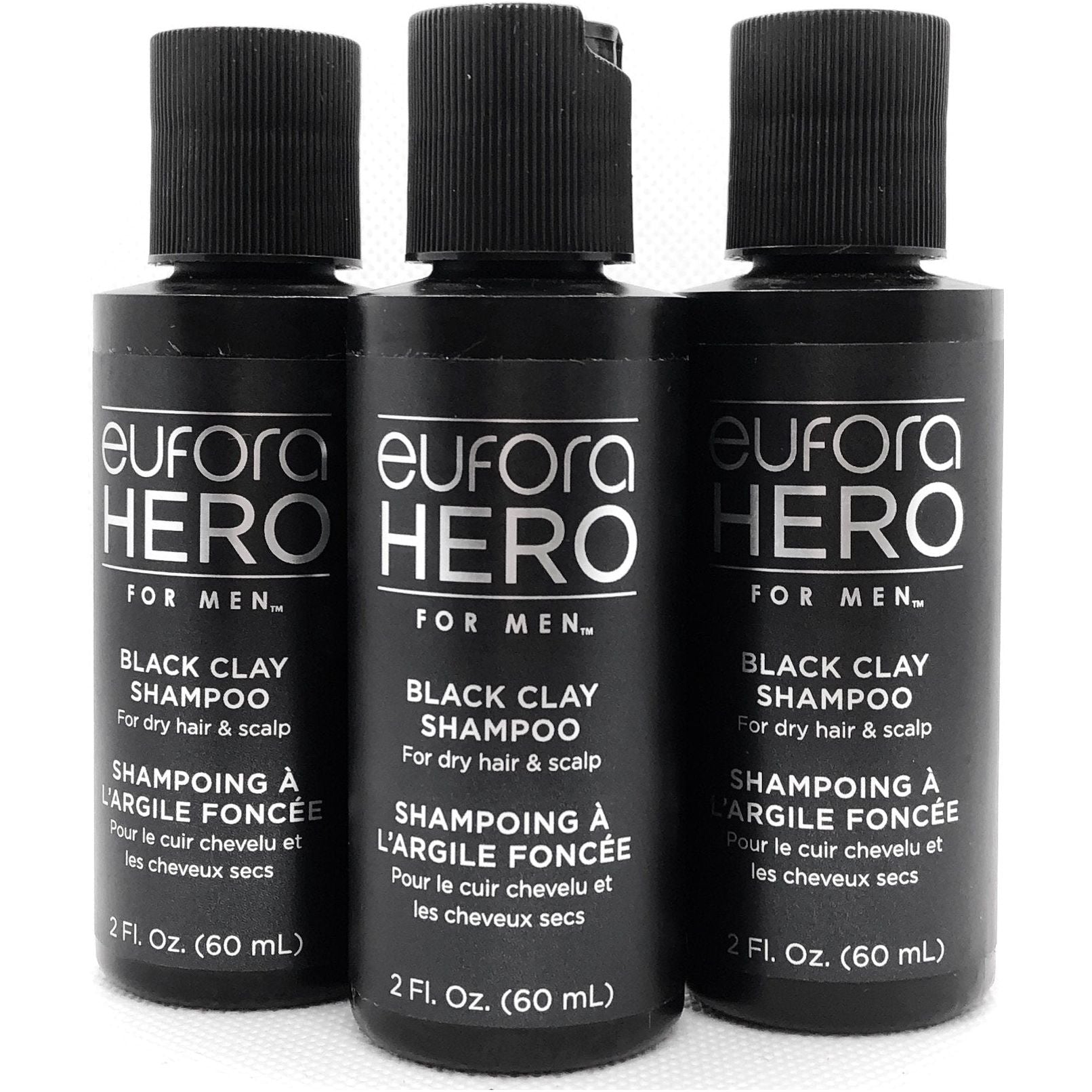 EUFORA Hero For Men Black Clay Shampoo For Dry Hair and Scalp 2 oz (pack of 3) - Overstock Beauty Supply