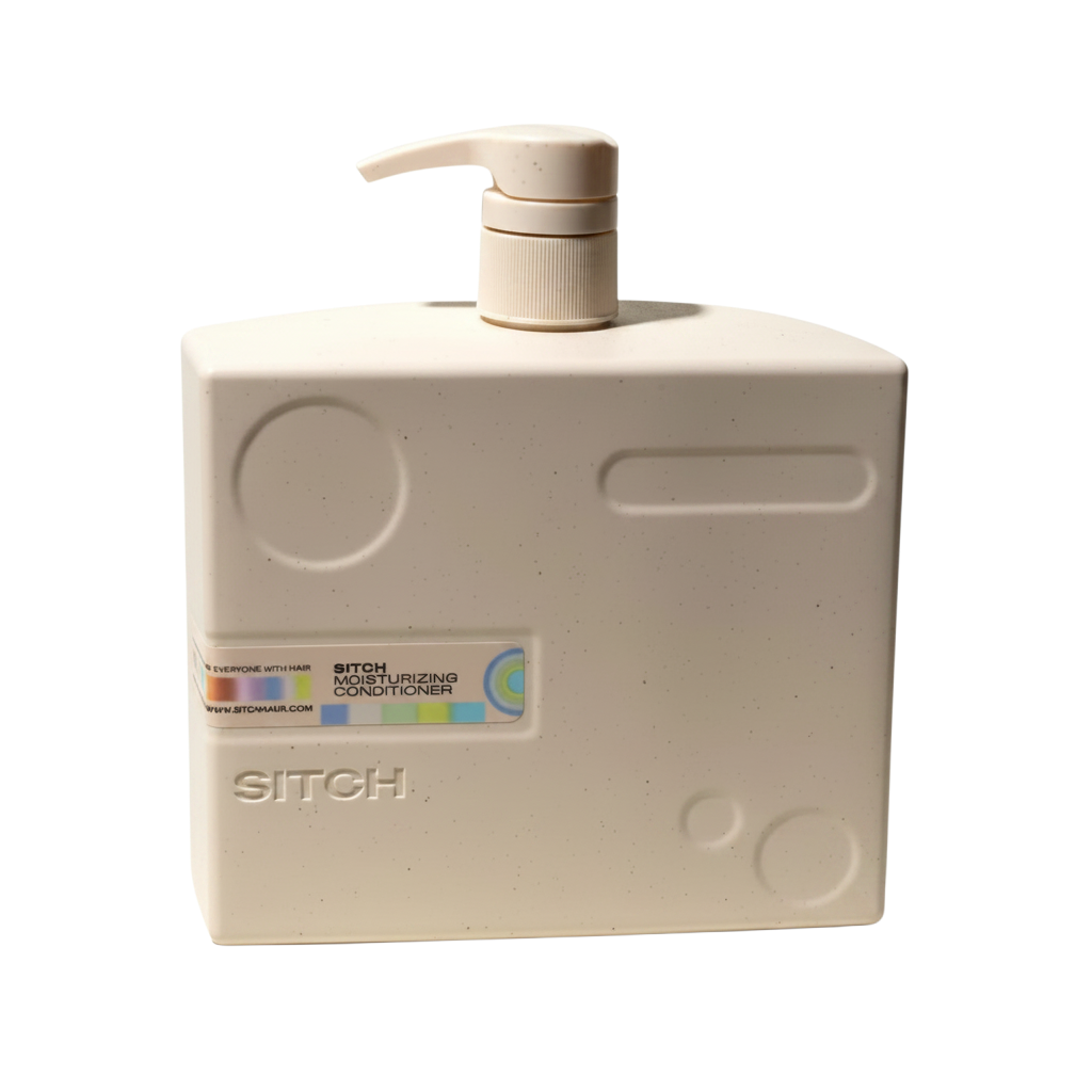 Beige bottle with pump labeled 'Sitch' on a white background