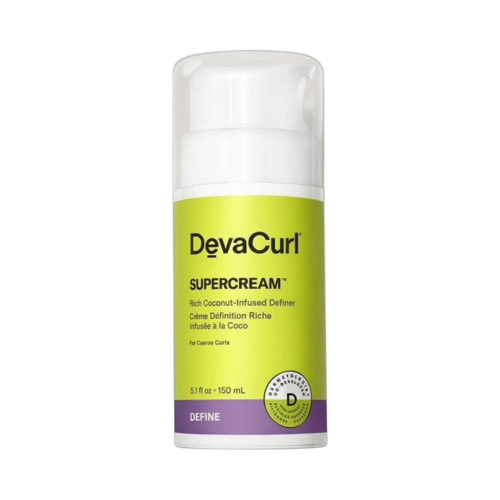 Devacurl SuperCream bottle on a white background