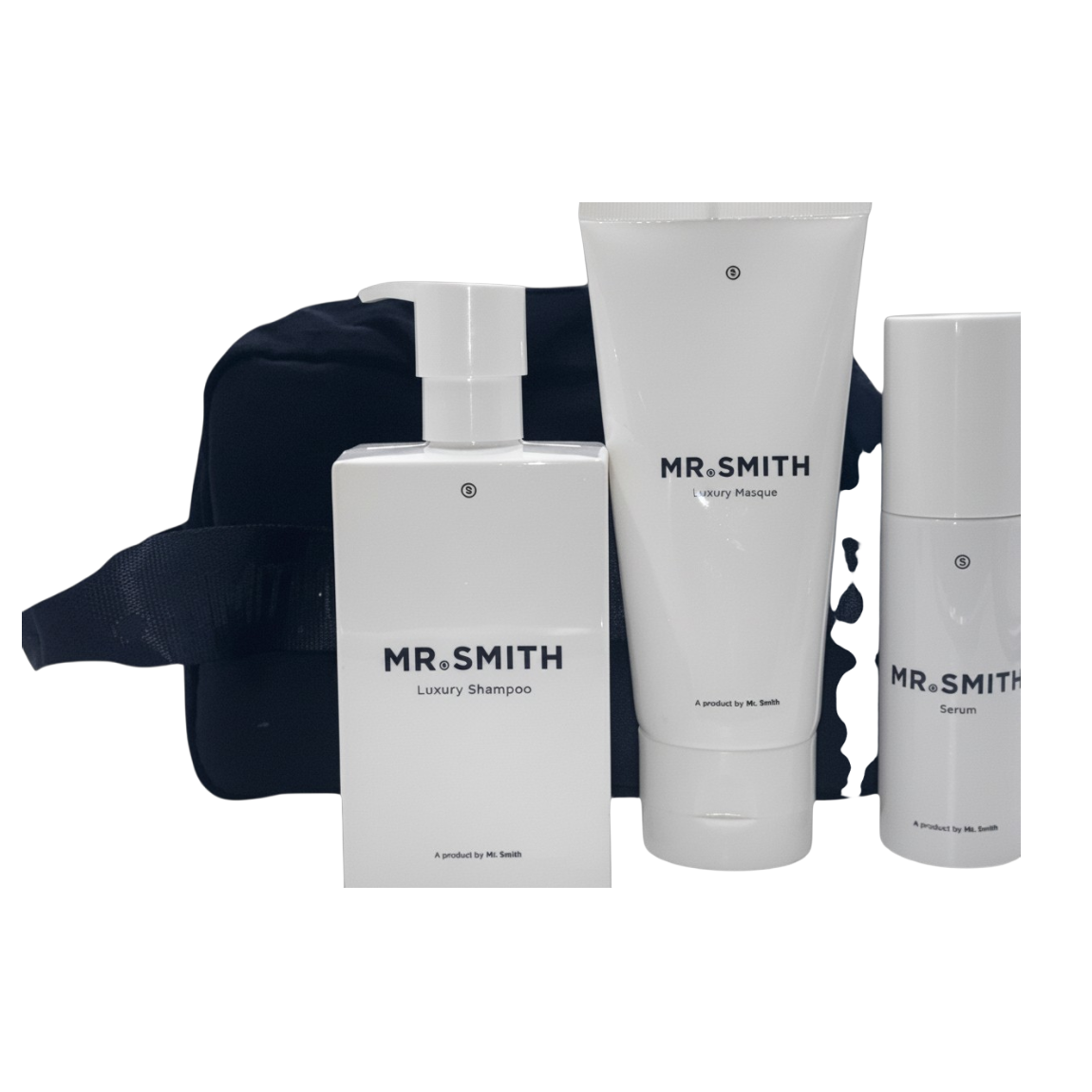 Mr. Smith The Nutrient Rich Set Luxury Shampoo 9.3 oz Masque 6.7 oz Serum 3.4 oz & Toiletry Bag