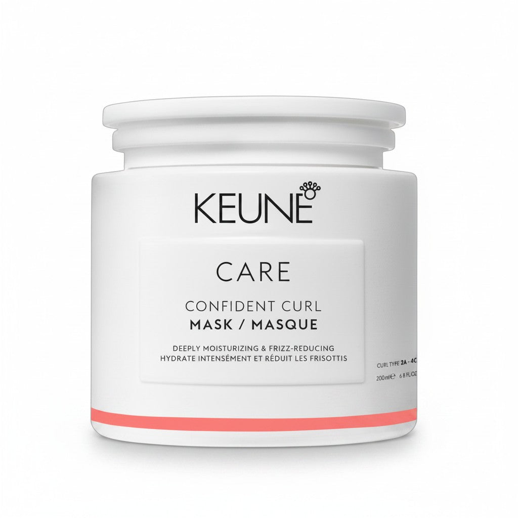 Keune Care Confident Curl Mask jar on a white background